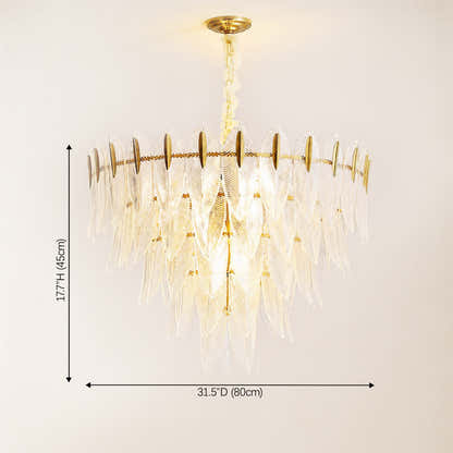 Marilyn Glass Feathers Round Chandelier