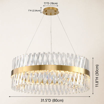 Runder Kronleuchter aus Vetro-Prismenkristall, 80 cm Durchmesser
