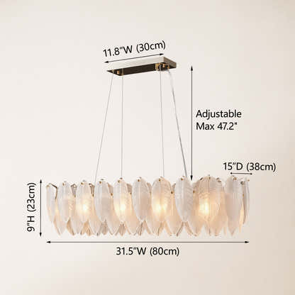 Avelis Glass Feather Linear Chandelier 32"W