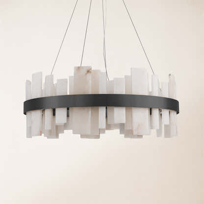 Nocturne Alabaster Round Chandelier 32"
