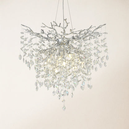 Frostleaf Crystal Grand Cascade Branches Chandelier 32"