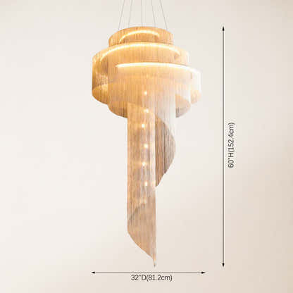 Teresa Cadena Metal Chain Tassel Entryway Chandelier 32"D