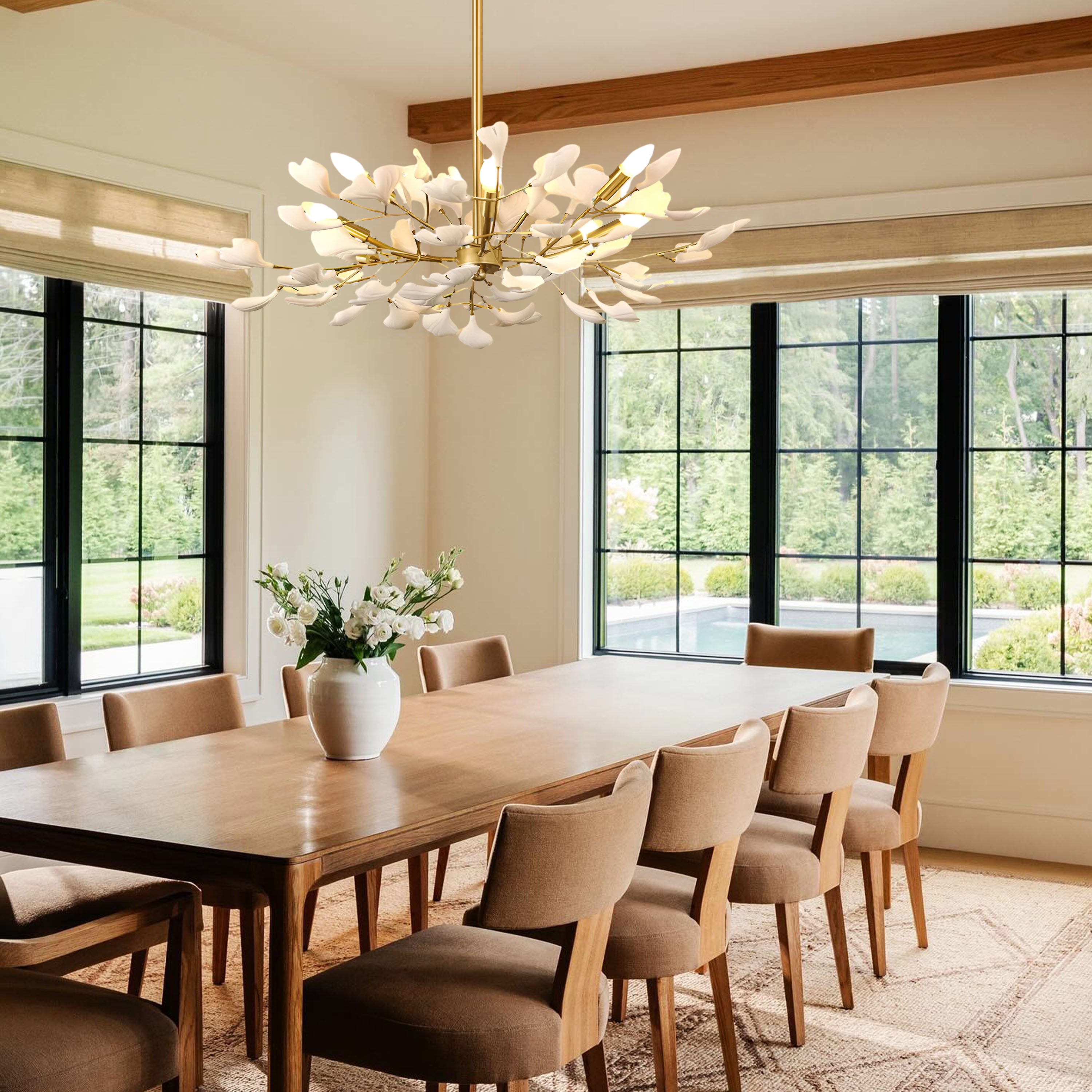 Twilight Branches Ceramic Ginkgo Chandelier 41.3"D