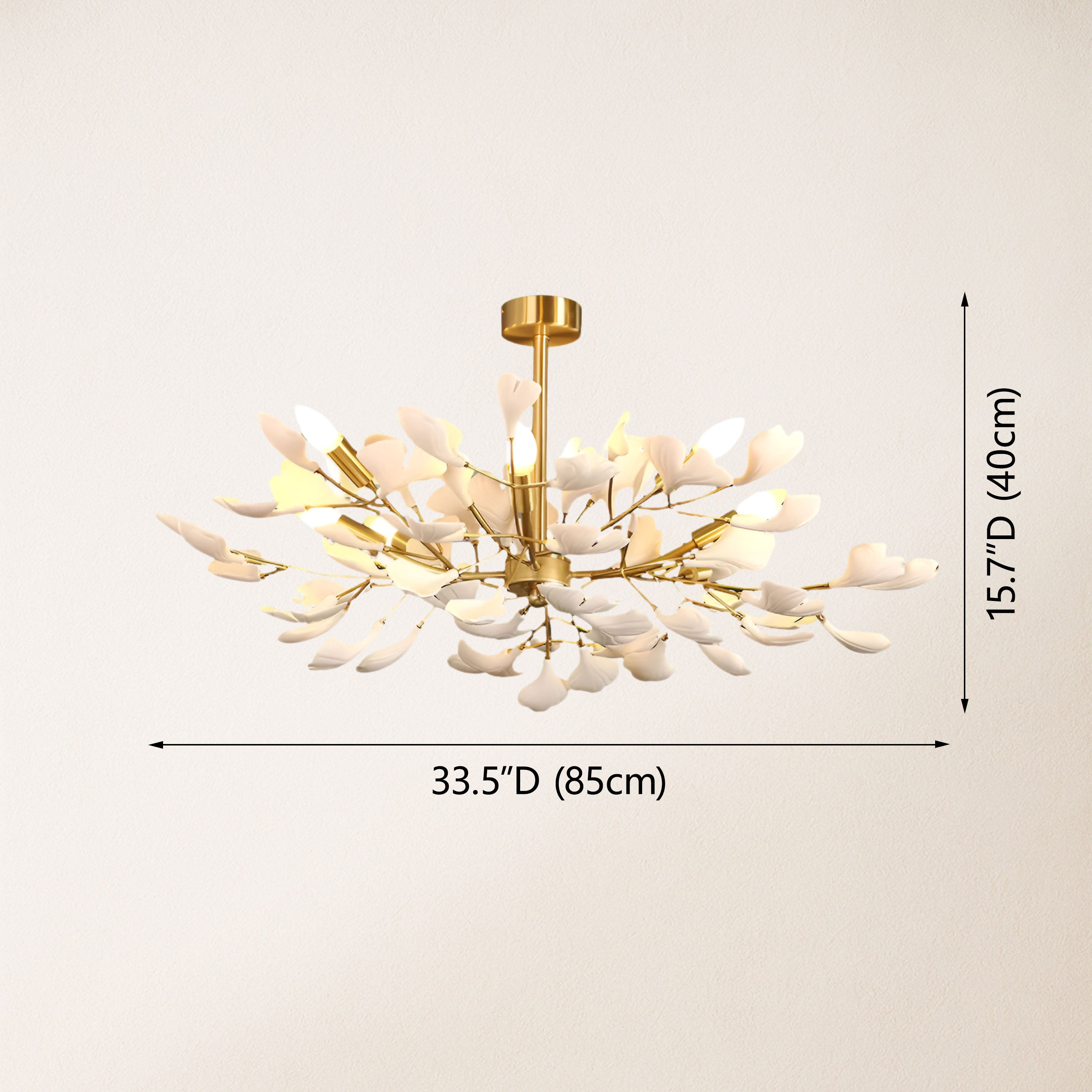 Twilight Branches Ceramic Ginkgo Chandelier 33.5″D