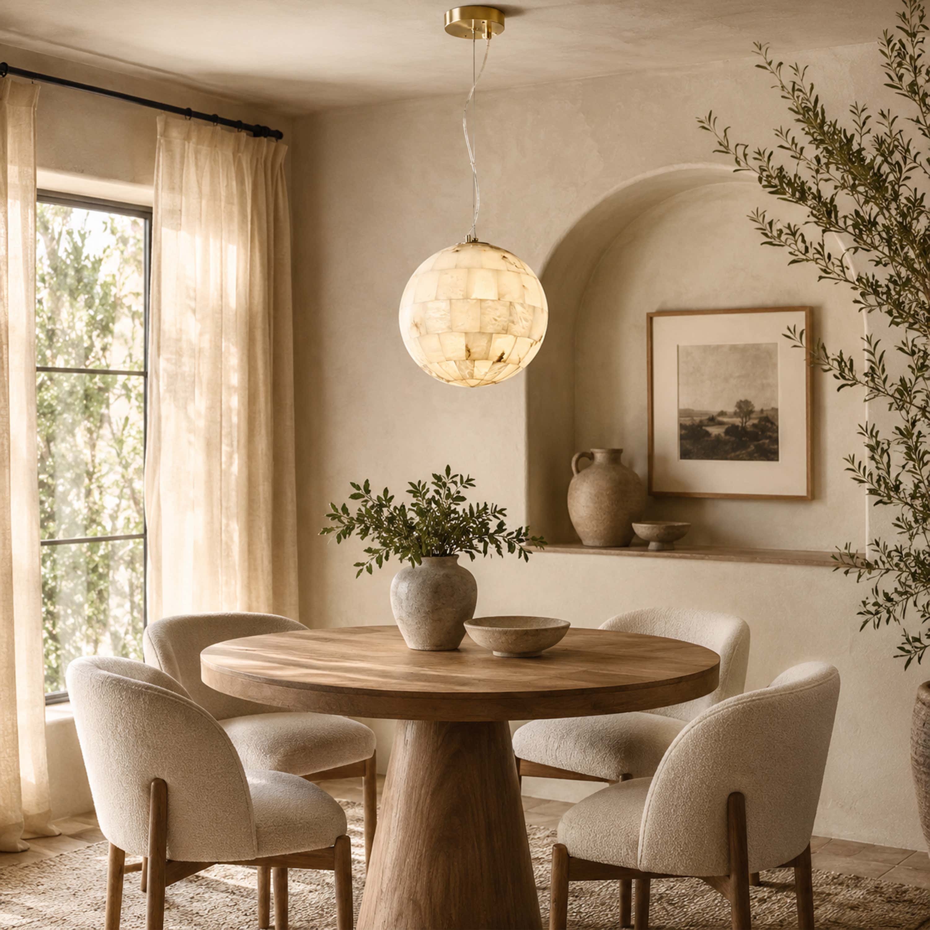 Disco Ball Alabaster Pendant Light