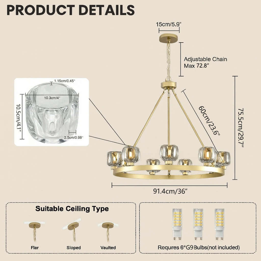 Vellum Round Chandelier 36"D