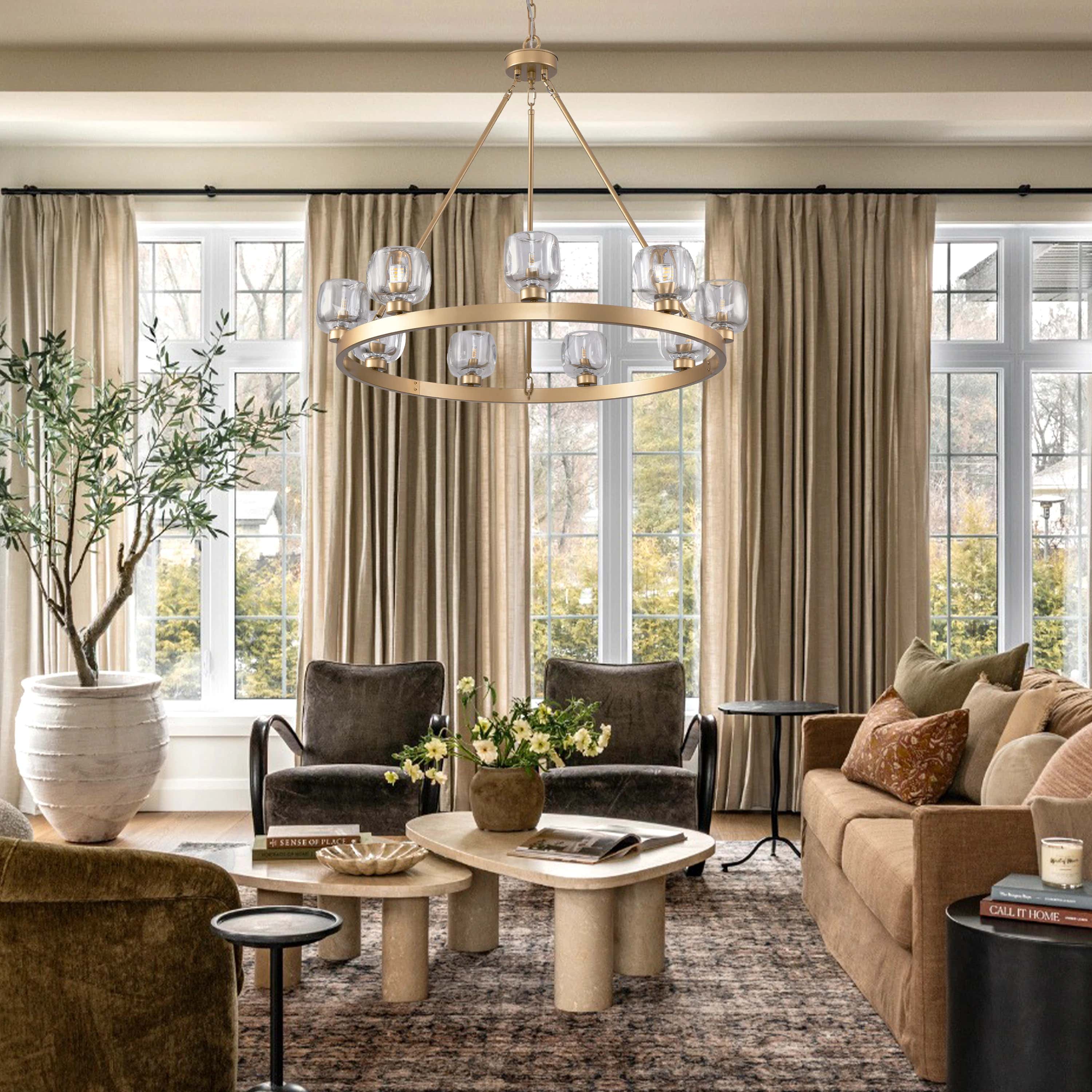 Vellum Round Chandelier 36"D#Finish_Gold