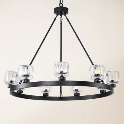 Vellum Round Chandelier 36"D#Finish_Black