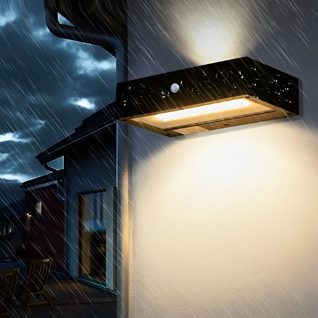 Wasserdichte LED-Auf- und Abwärtsbeleuchtung mit Bewegungsmelder, moderne Solar-Wandleuchte