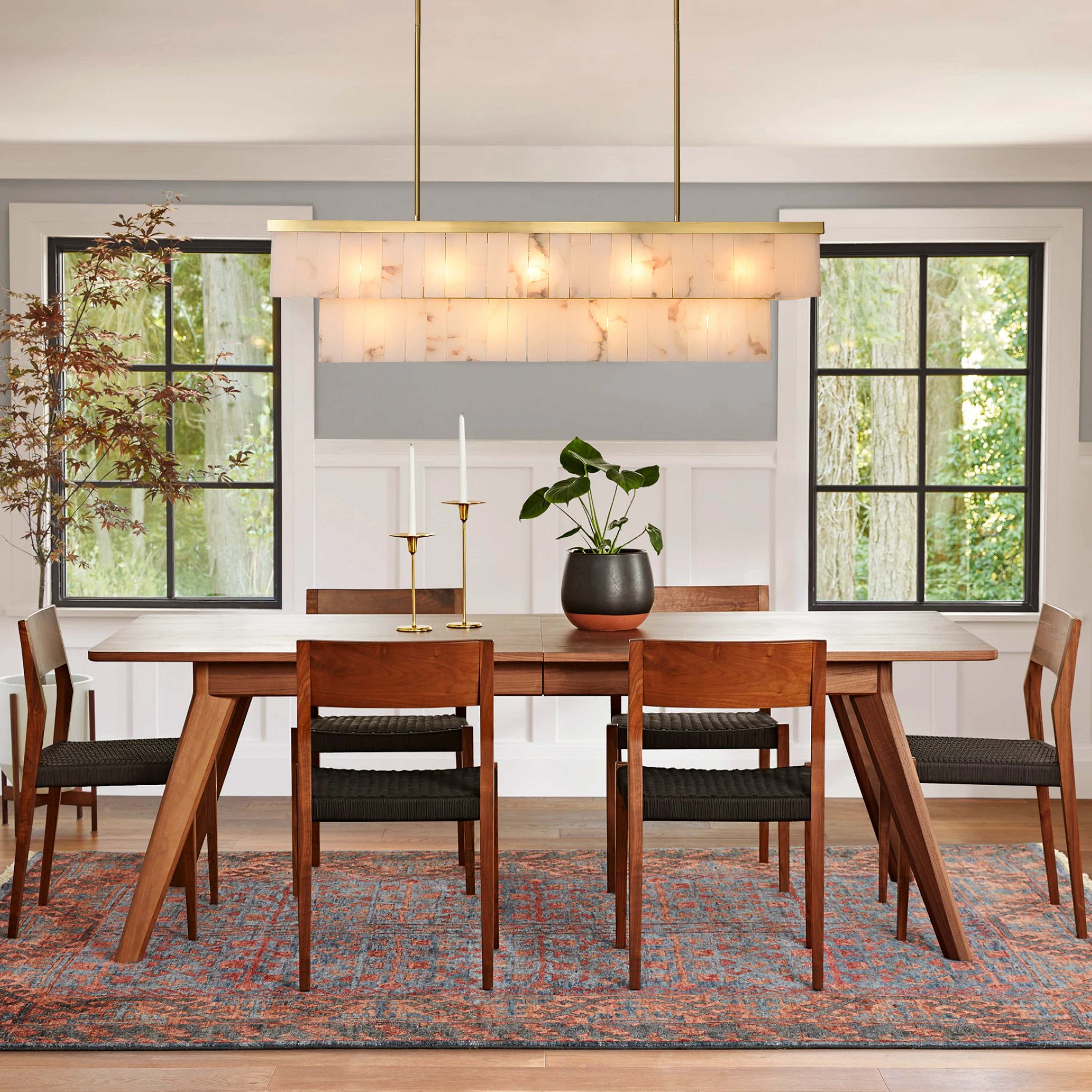 Solmare Alabaster Rectangular Chandelier 55"W#Finish_Gold