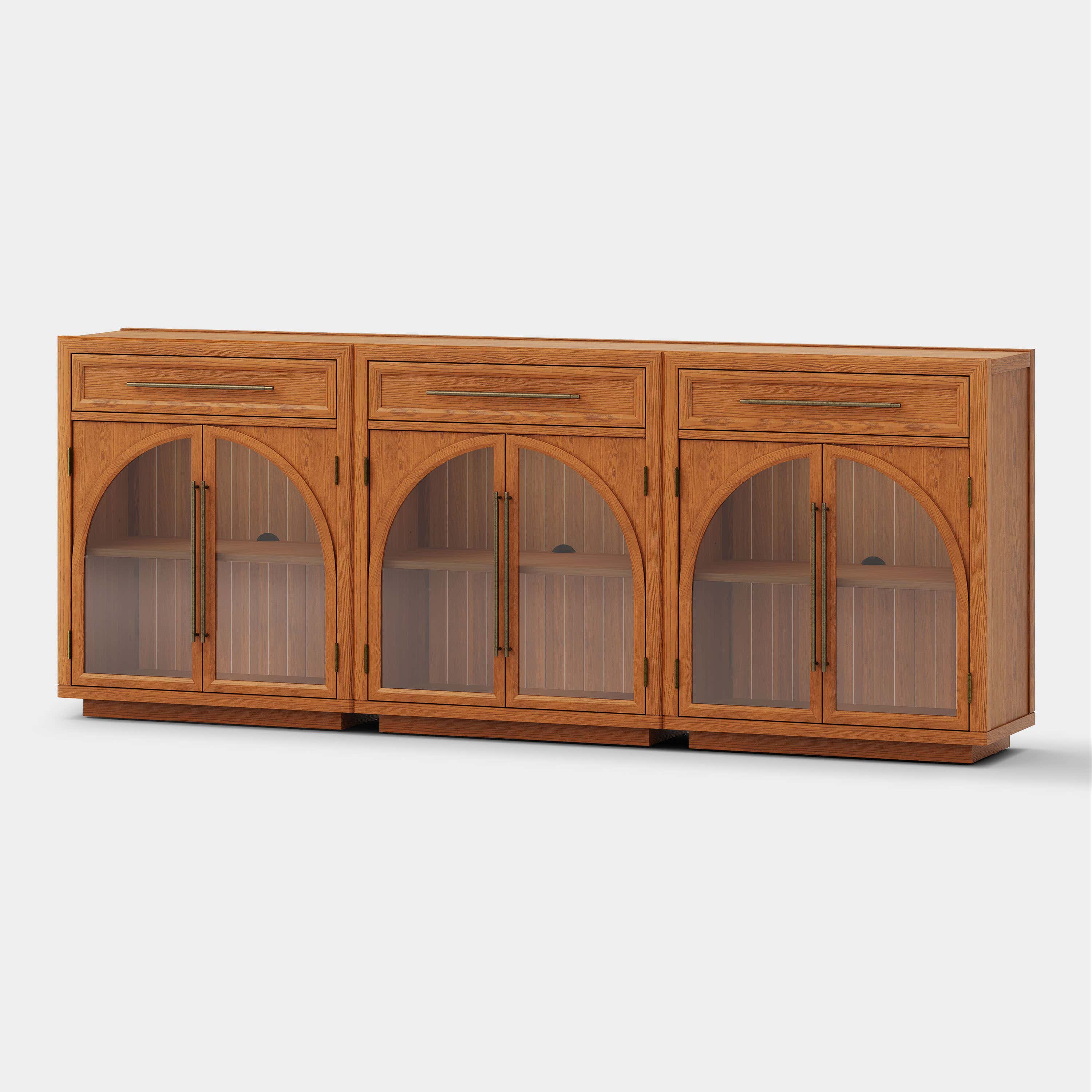Alvar gewölbtes 96" Sideboard aus Eiche mit Schubladen (3er-Set)