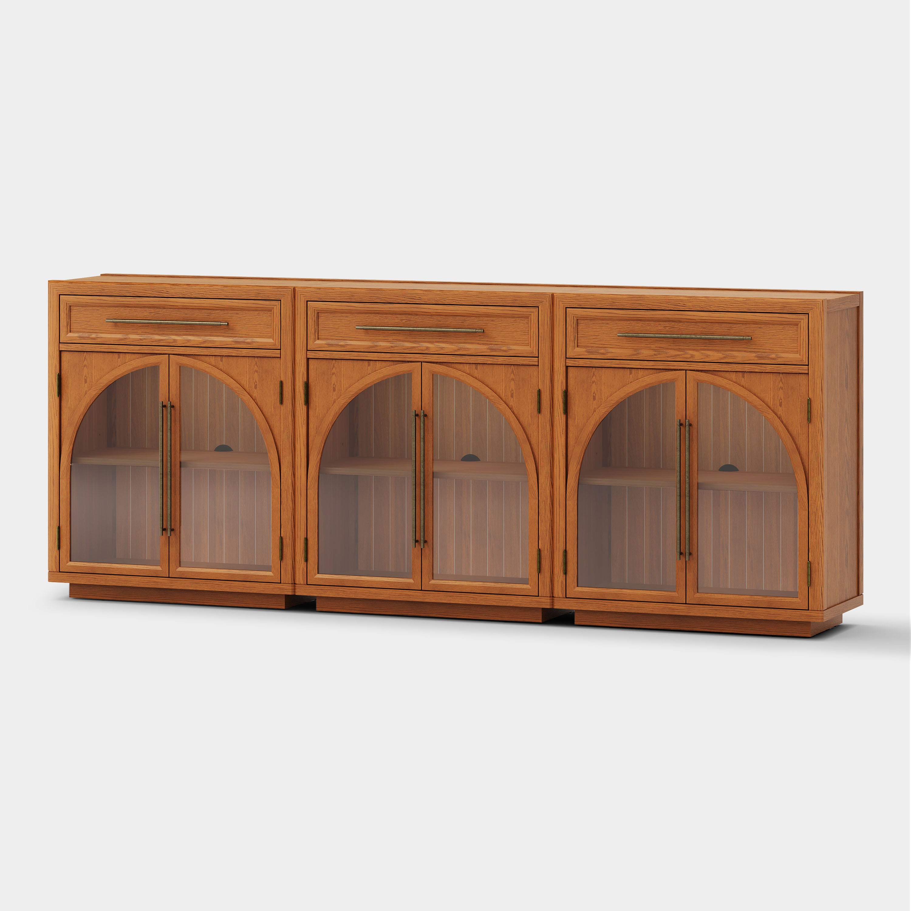 Alvar gewölbtes 96" Sideboard aus Eiche mit Schubladen (3er-Set)
