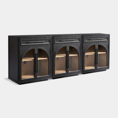 Alvar gewölbtes 96" Sideboard aus Eiche mit Schubladen (3er-Set)