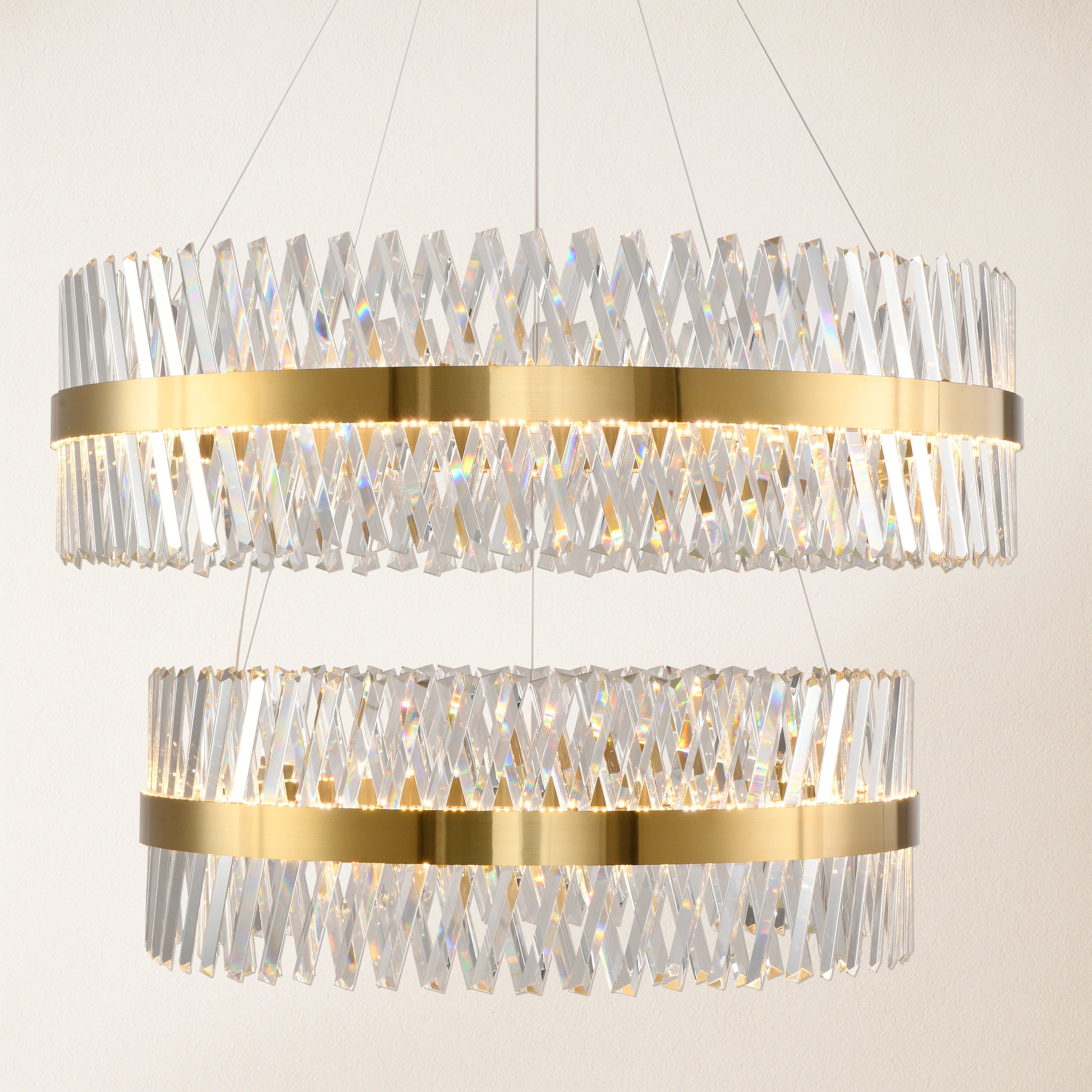 Vetro Prism Crystal 2-stufiger runder Kronleuchter 40"D+31,5"D