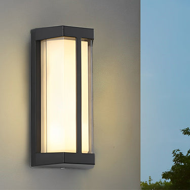 Wasserdichte LED-Wandleuchten mit doppeltem Acrylschirm in Schwarz, moderne Außenwandleuchten