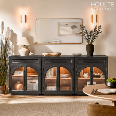 Alvar gewölbtes 96" Sideboard aus Eiche mit Schubladen (3er-Set)