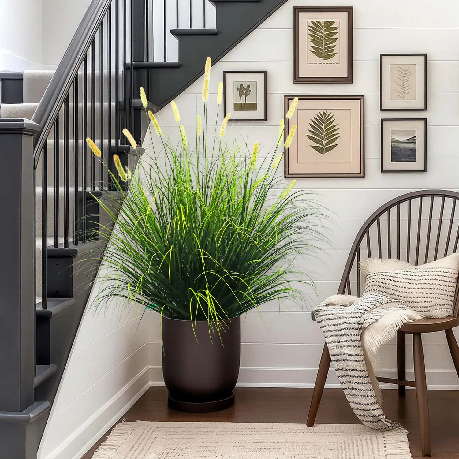 Künstliches 20-köpfiges kurzes Kieferngras mit gebogenem und geradem Zwiebelgras-Bonsai, 9,4 Zoll hoch