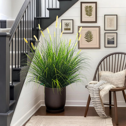 Artificial 20-Head Short Pine Grass with Curved-Straight Onion Grass Bonsai 43"H