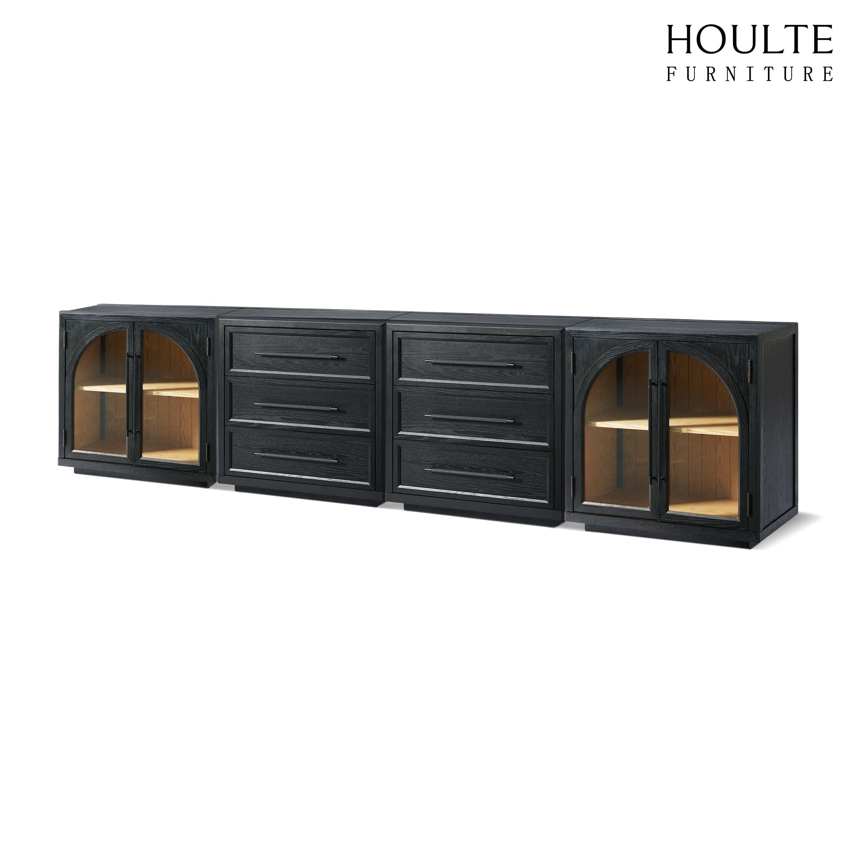 Alvar Arched 128″ Modulare Medienkonsole aus Eiche (4er-Set)