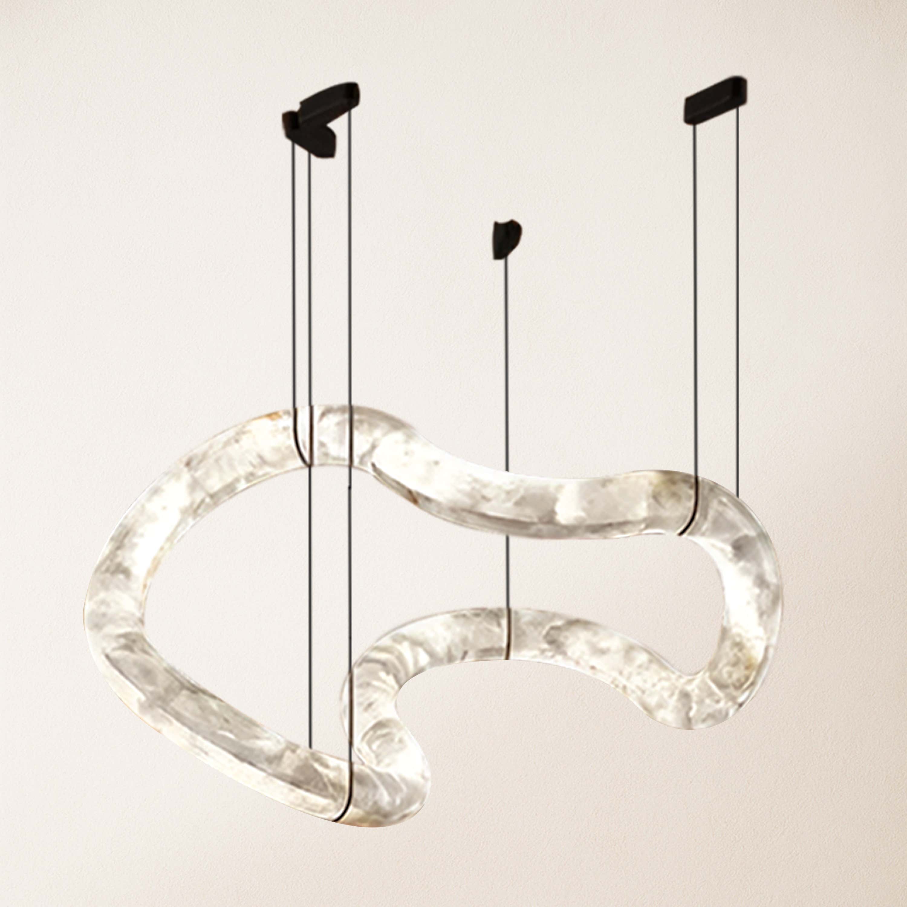 Infinity Symmetrical Alabaster Chandelier 55.5"#Finish_Gold