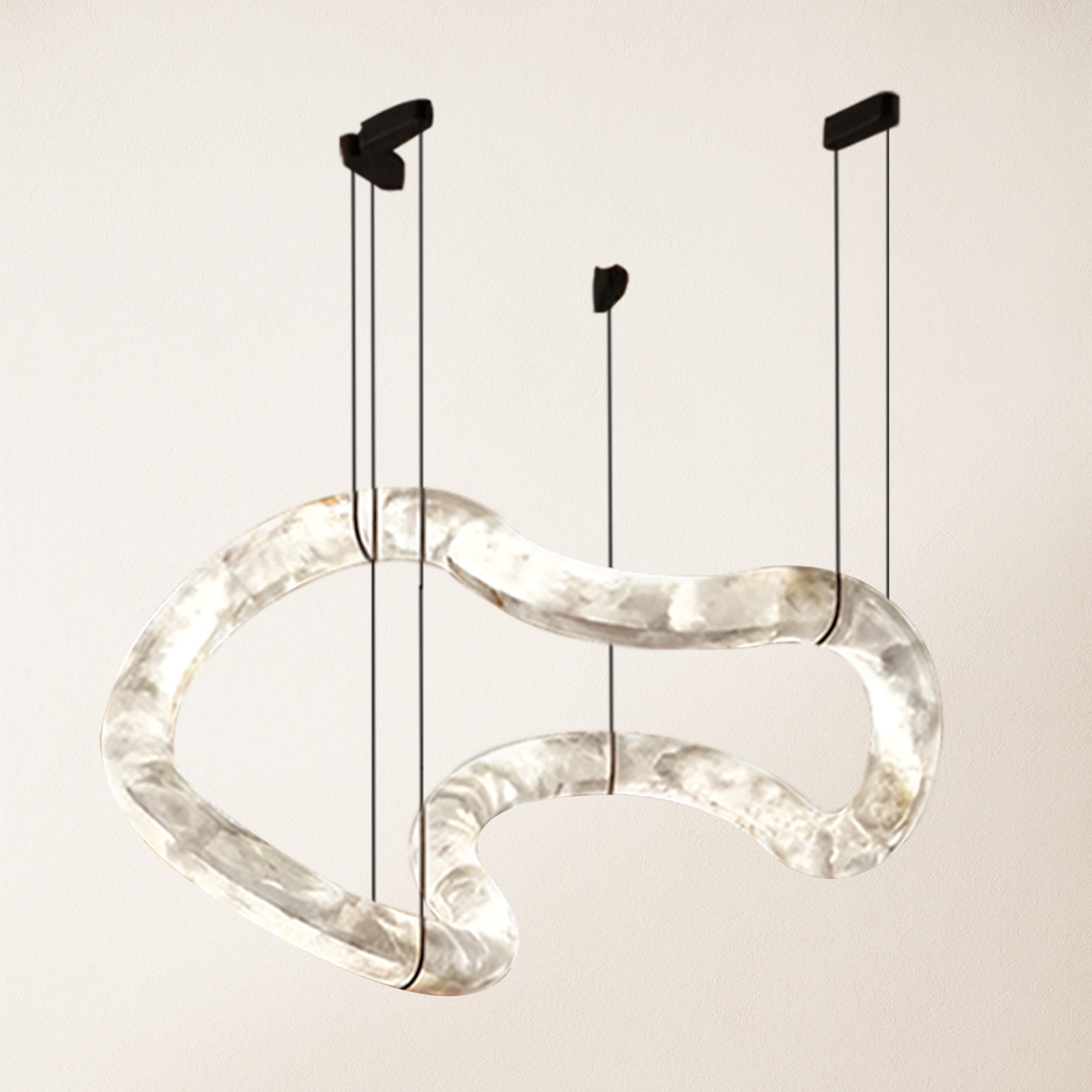 Symmetrischer Infinity-Kronleuchter aus Alabaster, 140 cm
