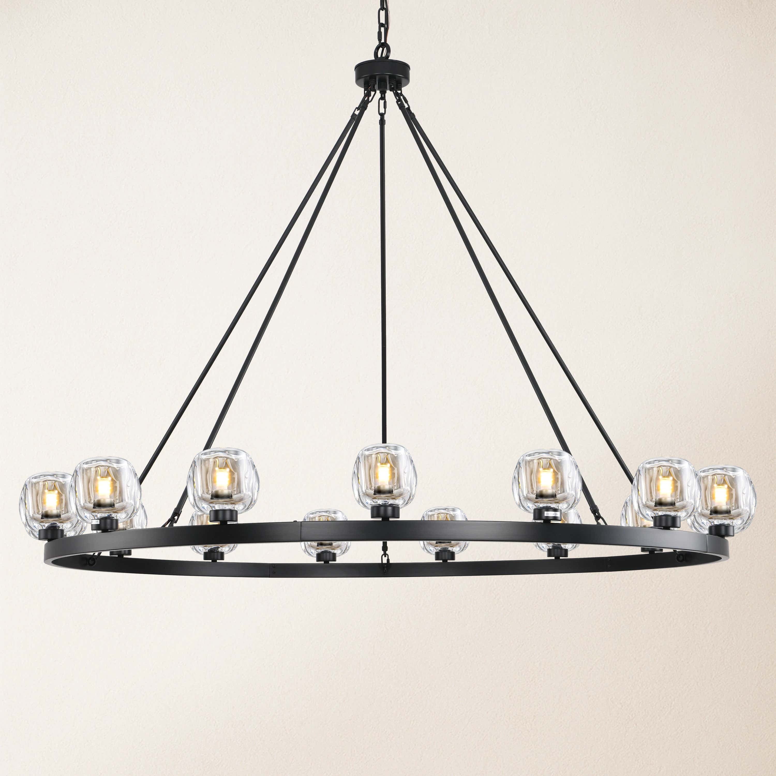 Vellum Crystal Round Chandelier 59"D#Finish_Black