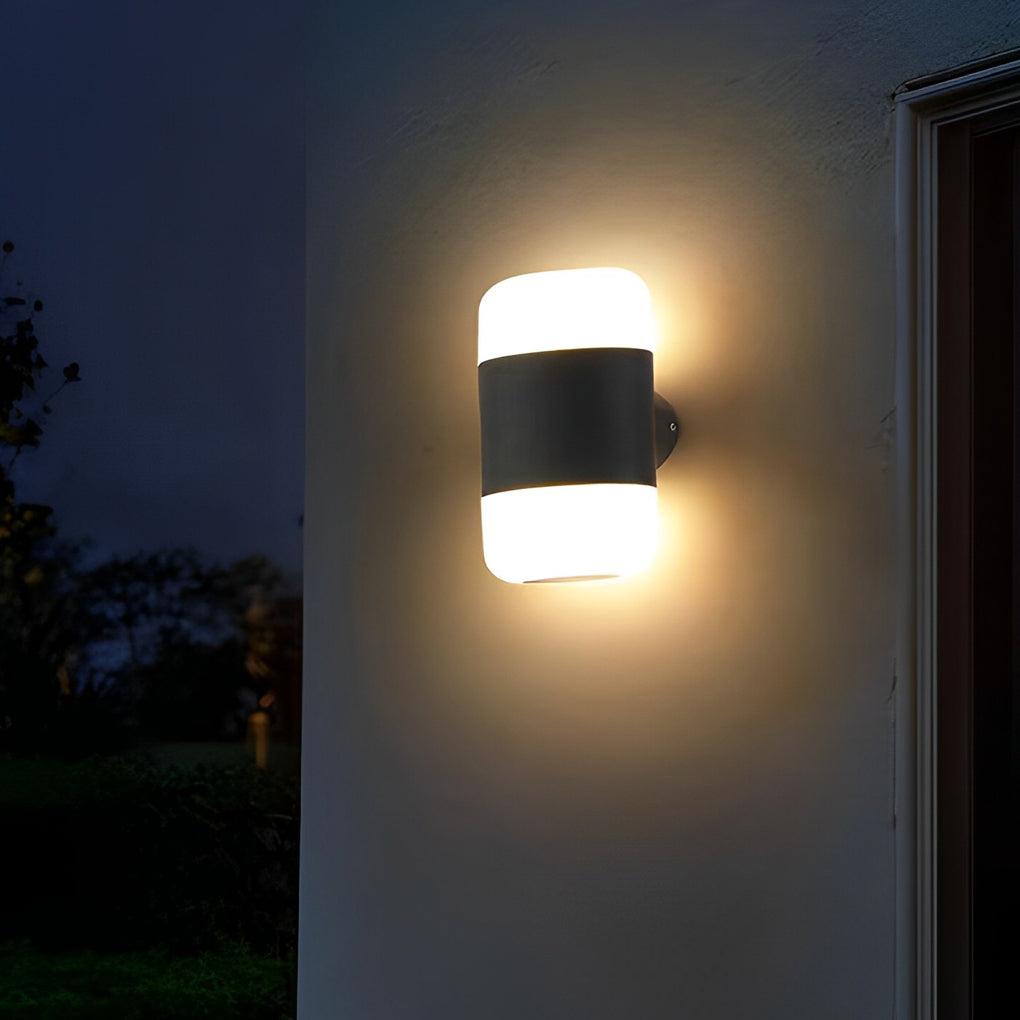 Rundes Up- und Down-Licht, wasserdichte, schwarze, moderne LED-Außenwandleuchte