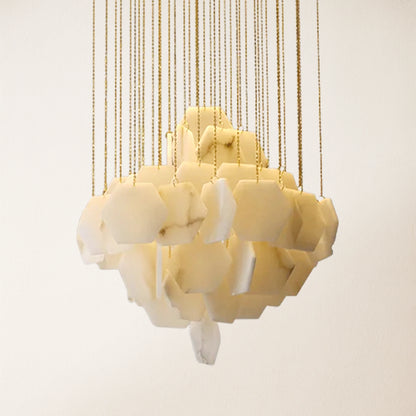 Talan Mehrschichtiger unregelmäßiger Alabaster-Kronleuchter 39"D