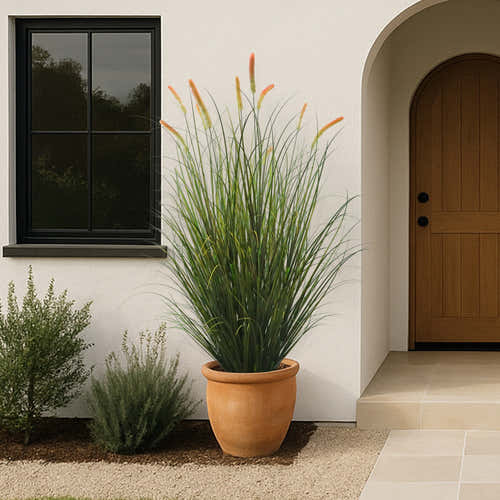 Künstlicher 14-köpfiger langer Katzenschwanz mit gebogenem Zwiebelgras-Bonsai, 9,4" H