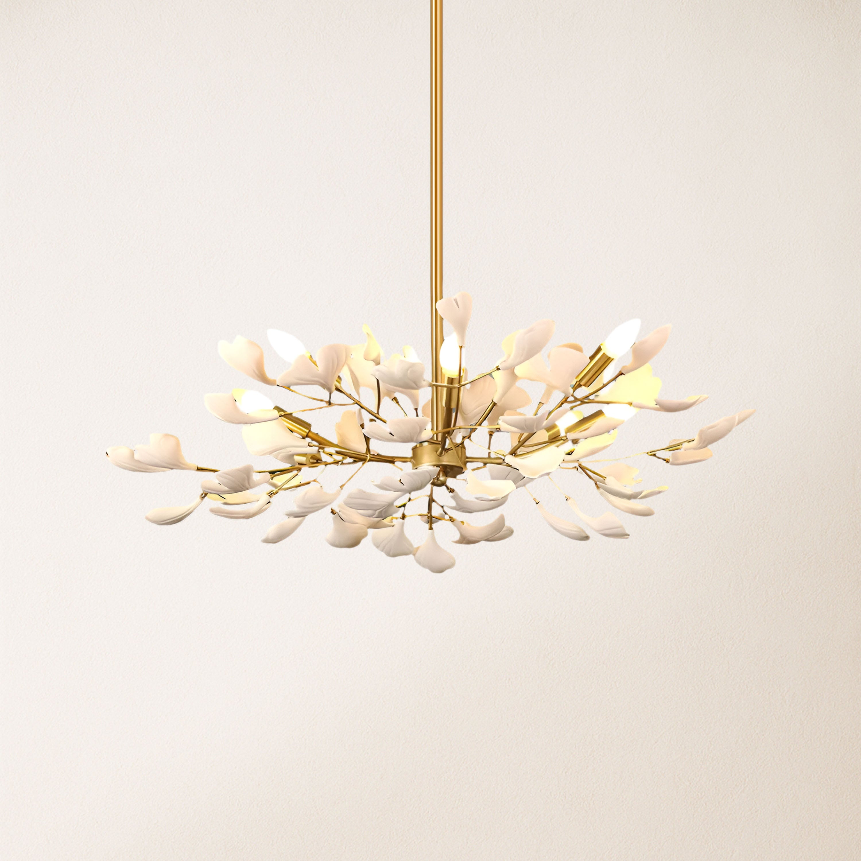 Twilight Branches Ceramic Ginkgo Chandelier 33.5″D