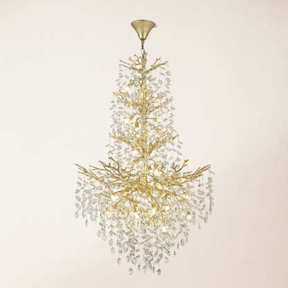 Frostleaf Crystal Cascade Grand Staircase Chandelier 61"H#Finish_Gold