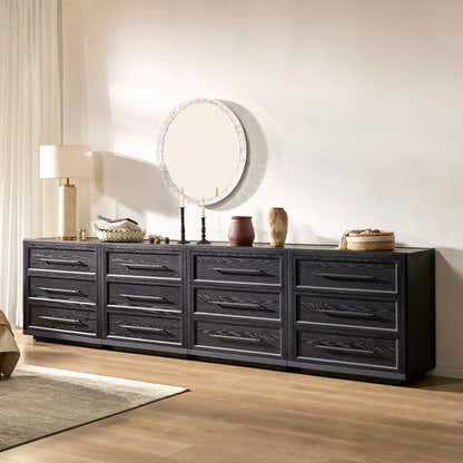 Alvar 126″ Oak 12-Drawer Chest(Set of 4)