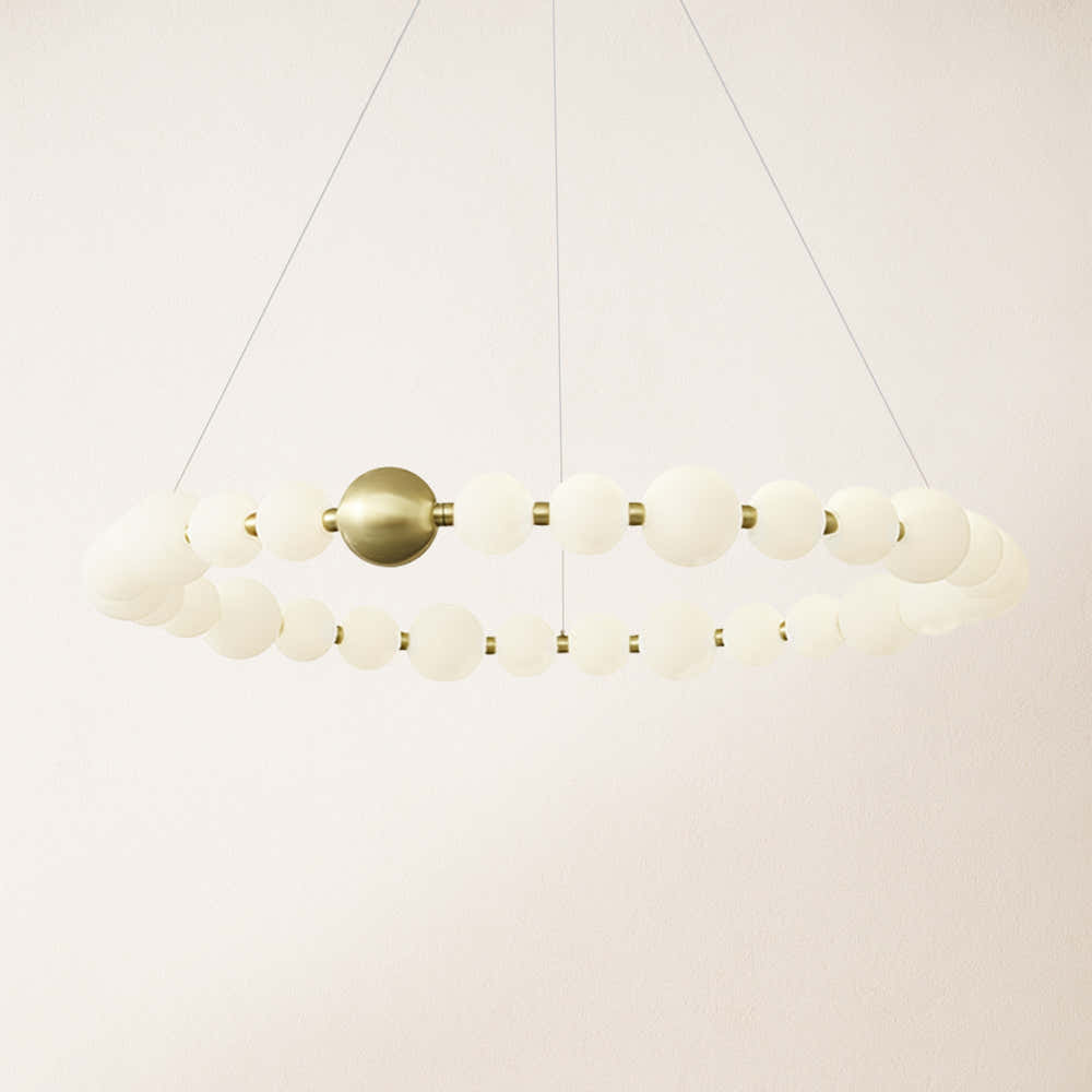Velora Pearl Bead Round Chandelier 40"D