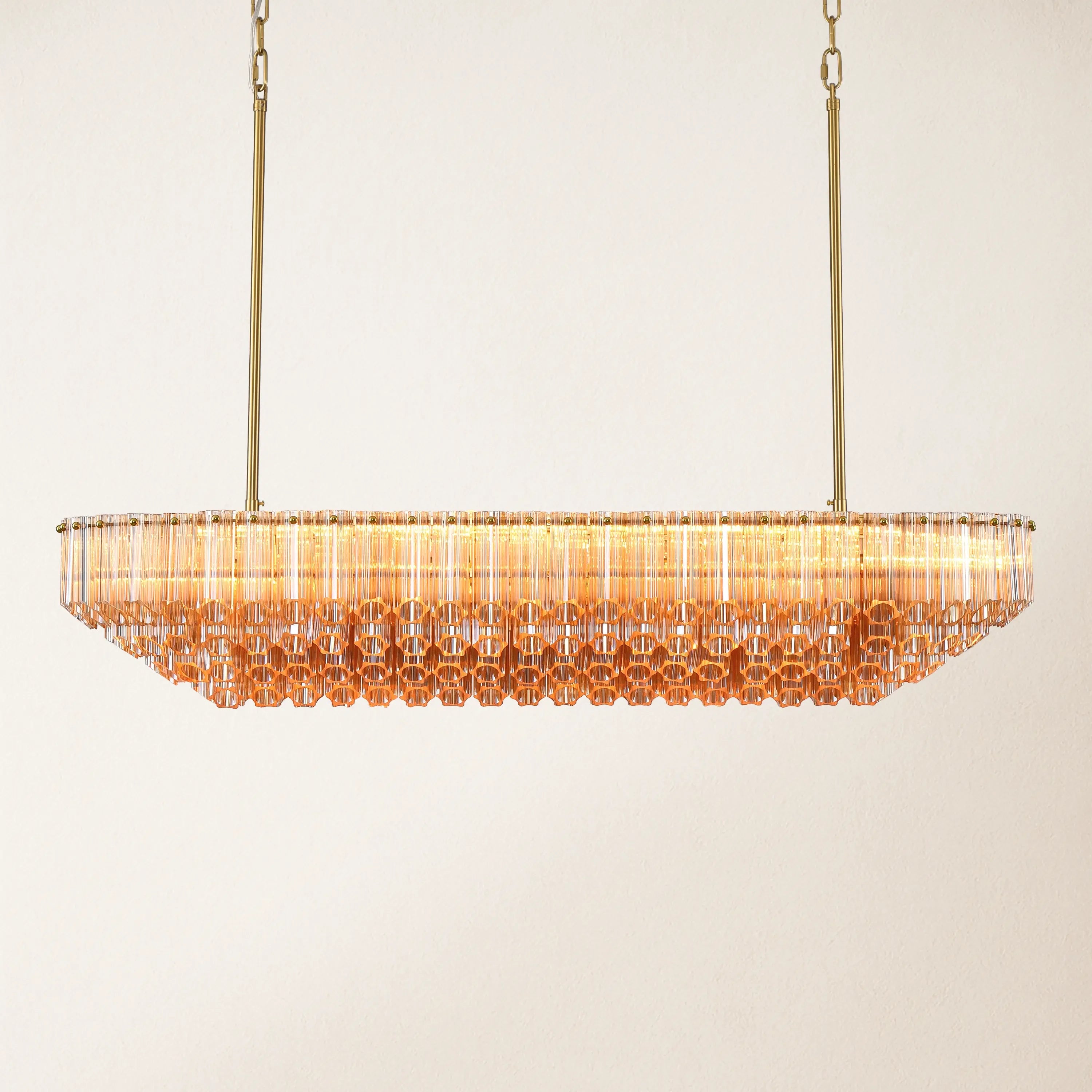 Ethereal Radiance Rechteckiger Kristall-Kronleuchter, 109,2 cm lang