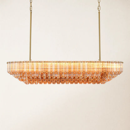 Ethereal Radiance Rechteckiger Kristall-Kronleuchter, 109,2 cm lang