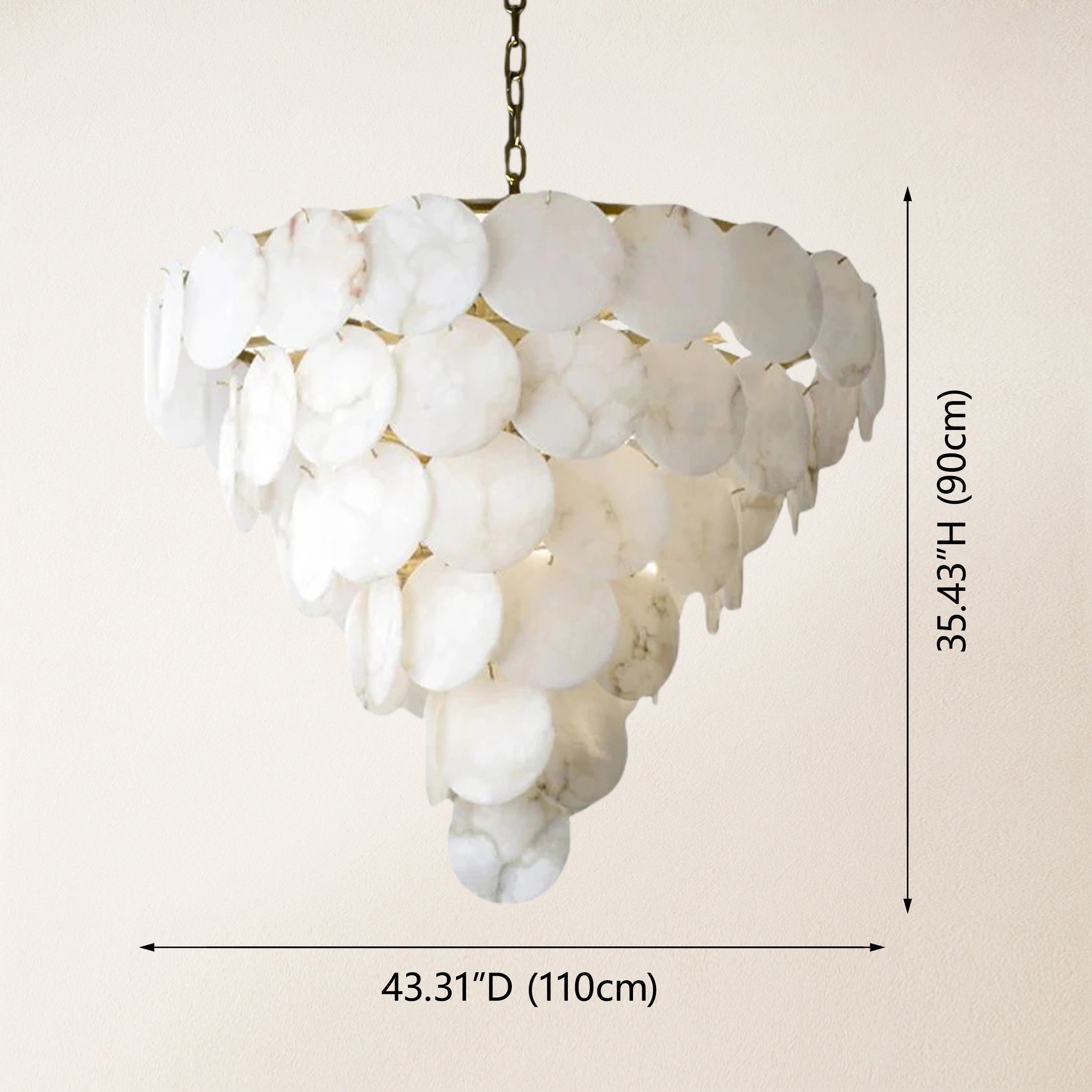 Egwent Alabaster Dish Magnolia Mehrstufiger runder Kronleuchter, 109,2 cm Durchmesser