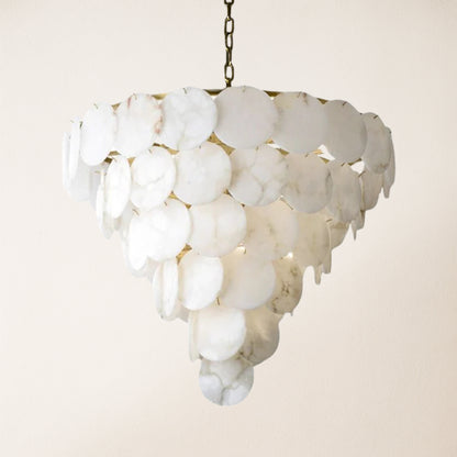 Egwent Alabaster Dish Magnolia Mehrstufiger runder Kronleuchter, 109,2 cm Durchmesser