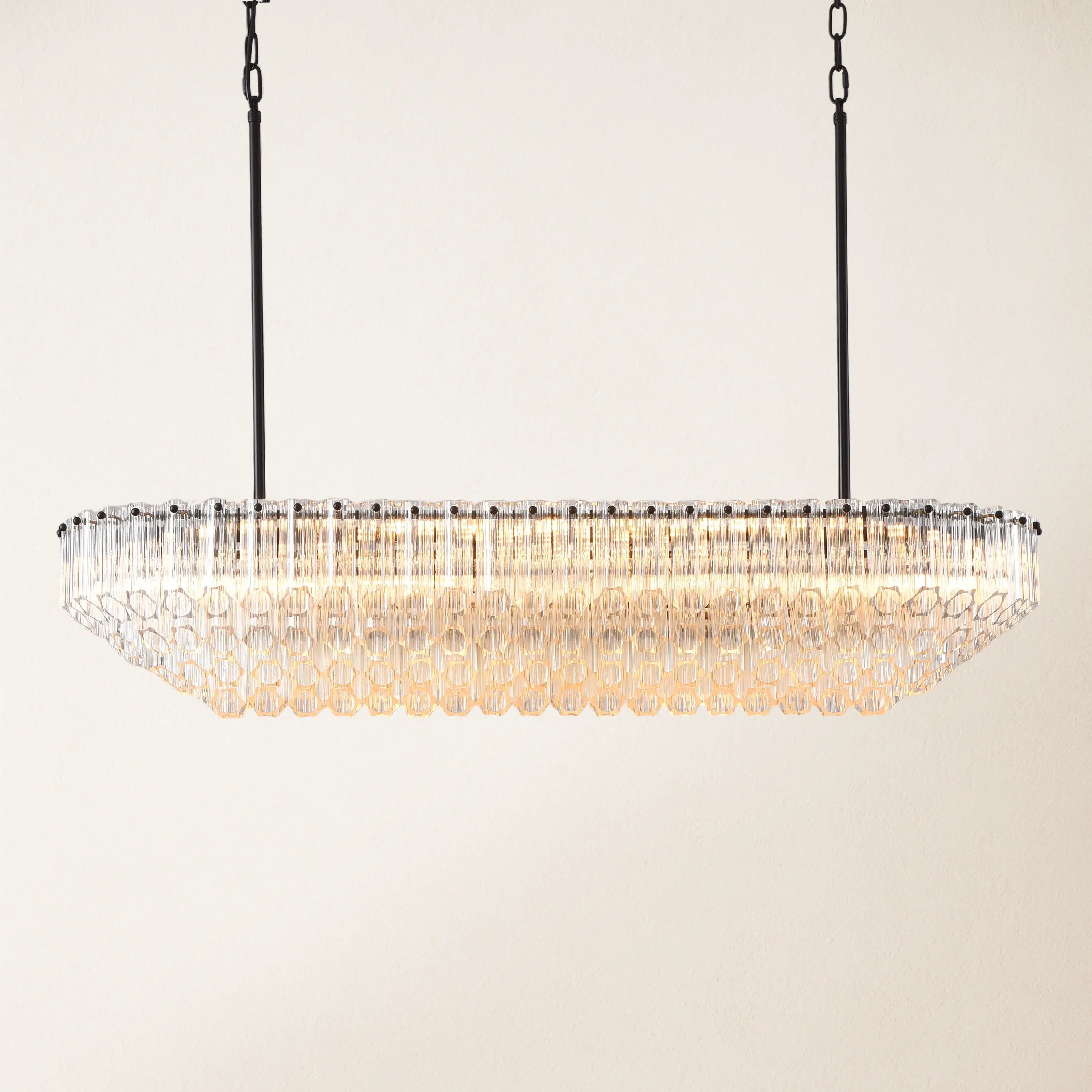 Ethereal Radiance Rechteckiger Kristall-Kronleuchter, 109,2 cm lang