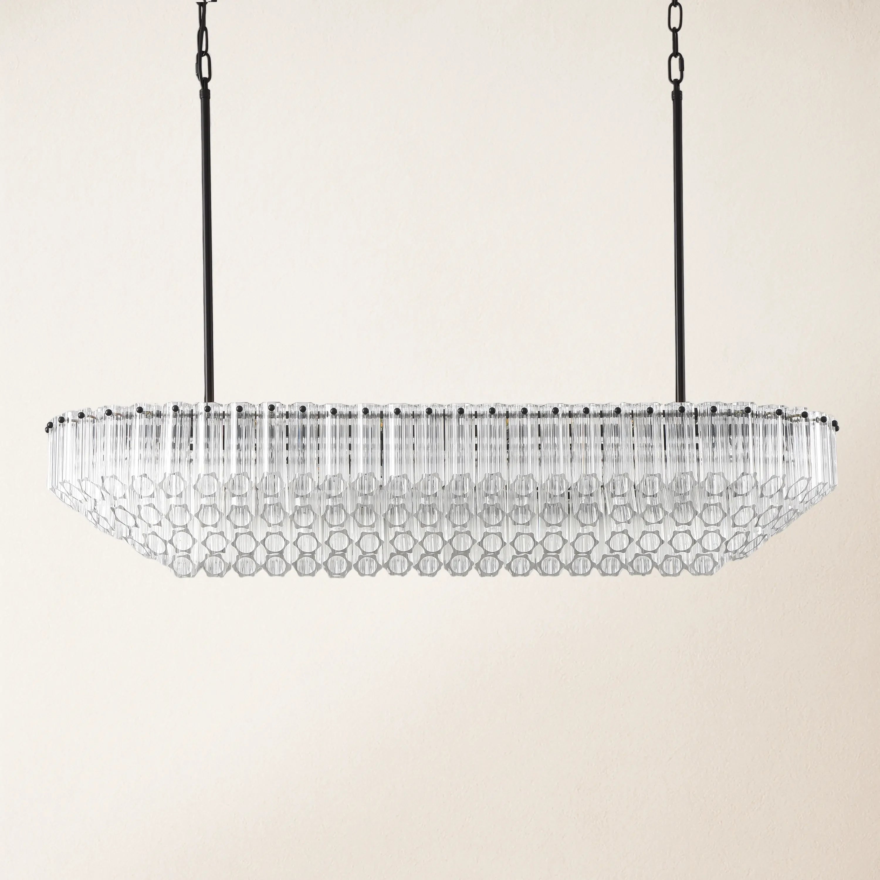 Ethereal Radiance Rechteckiger Kristall-Kronleuchter, 109,2 cm lang
