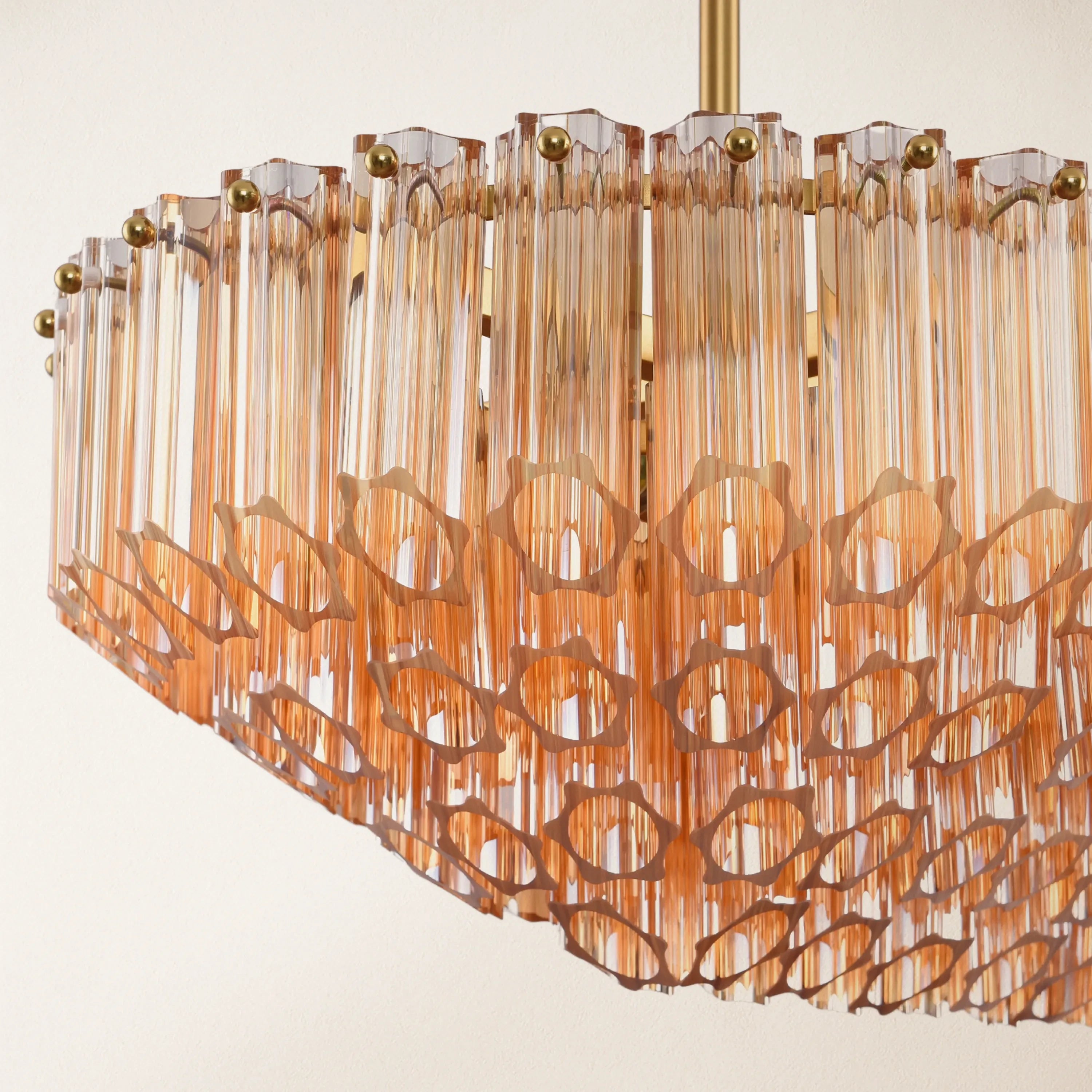 Ethereal Radiance Rechteckiger Kristall-Kronleuchter, 109,2 cm lang