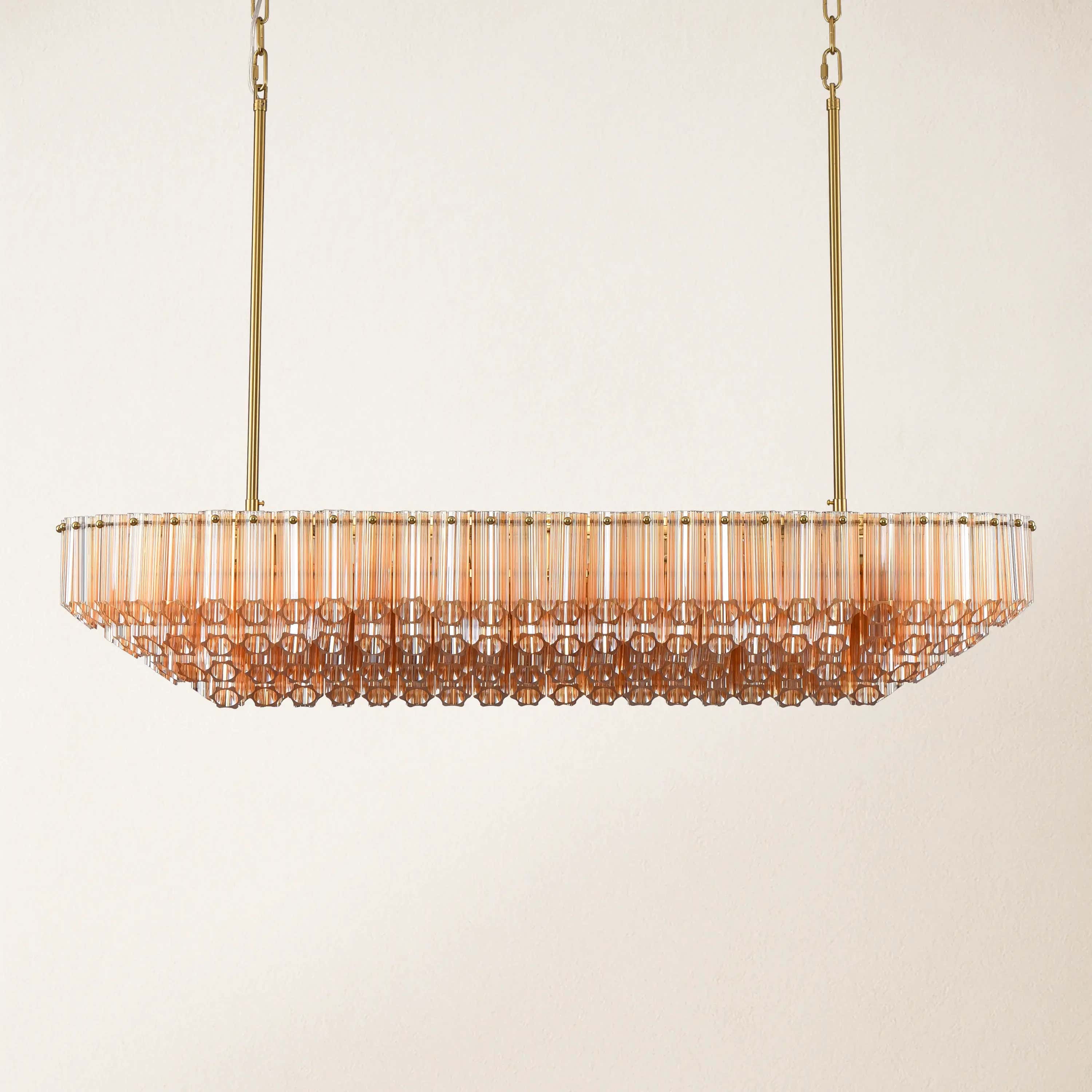 Ethereal Radiance Rechteckiger Kristall-Kronleuchter, 109,2 cm lang