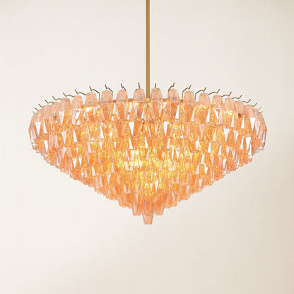 Celestial Drop Round Crystal Glass Chandelier 48"D