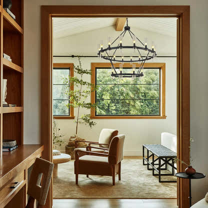 Cylora Glass Tube 2-Tier Round Chandelier 48"D