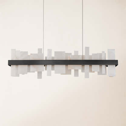 Nocturne Alabaster Rectangular Chandelier 48"