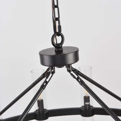 Cylora Glass Tube Round Chain Chandelier 48"D