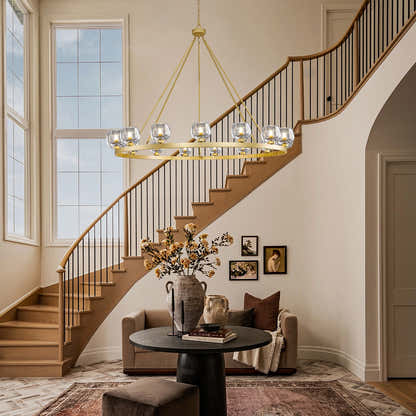 Vellum Round Chandelier 48"D#Finish_Gold