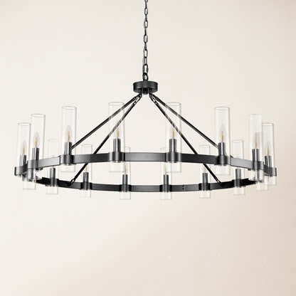 Cylora Glass Tube Round Chain Chandelier 48"D