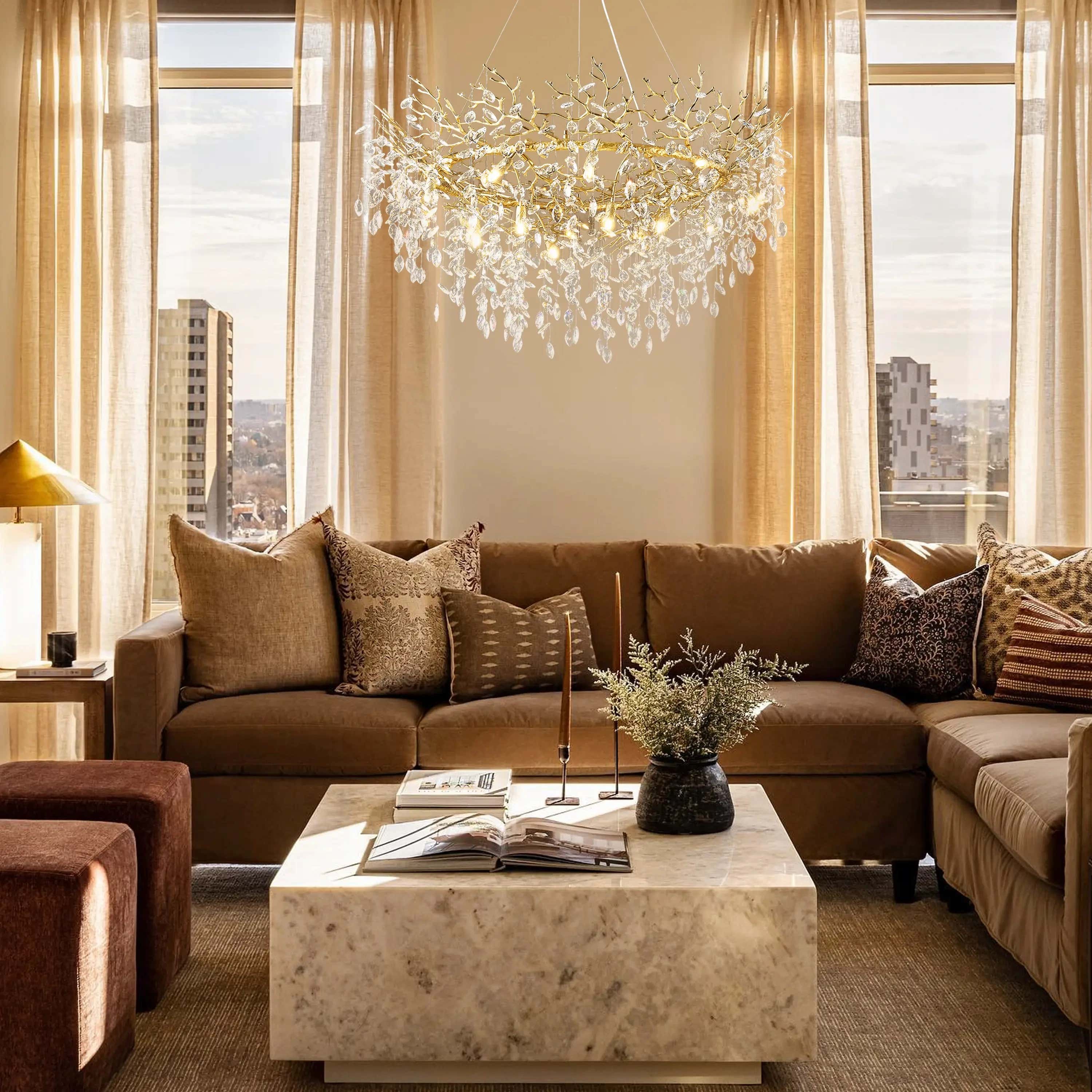 Frostleaf Kristallzweig-Halo-Kronleuchter, 122 cm Durchmesser