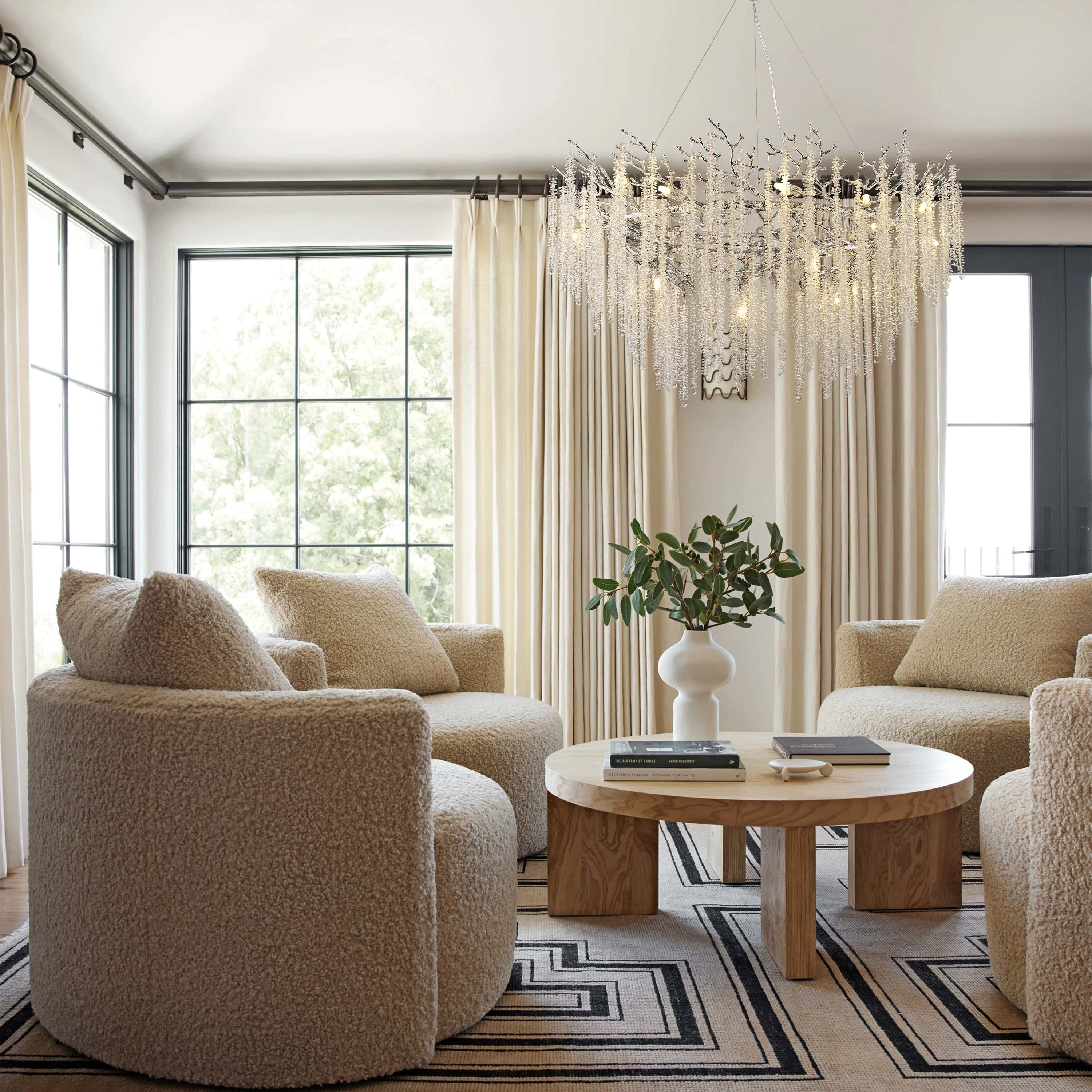 Snow Tree Branch Chandelier 47''D#Finish_Silver