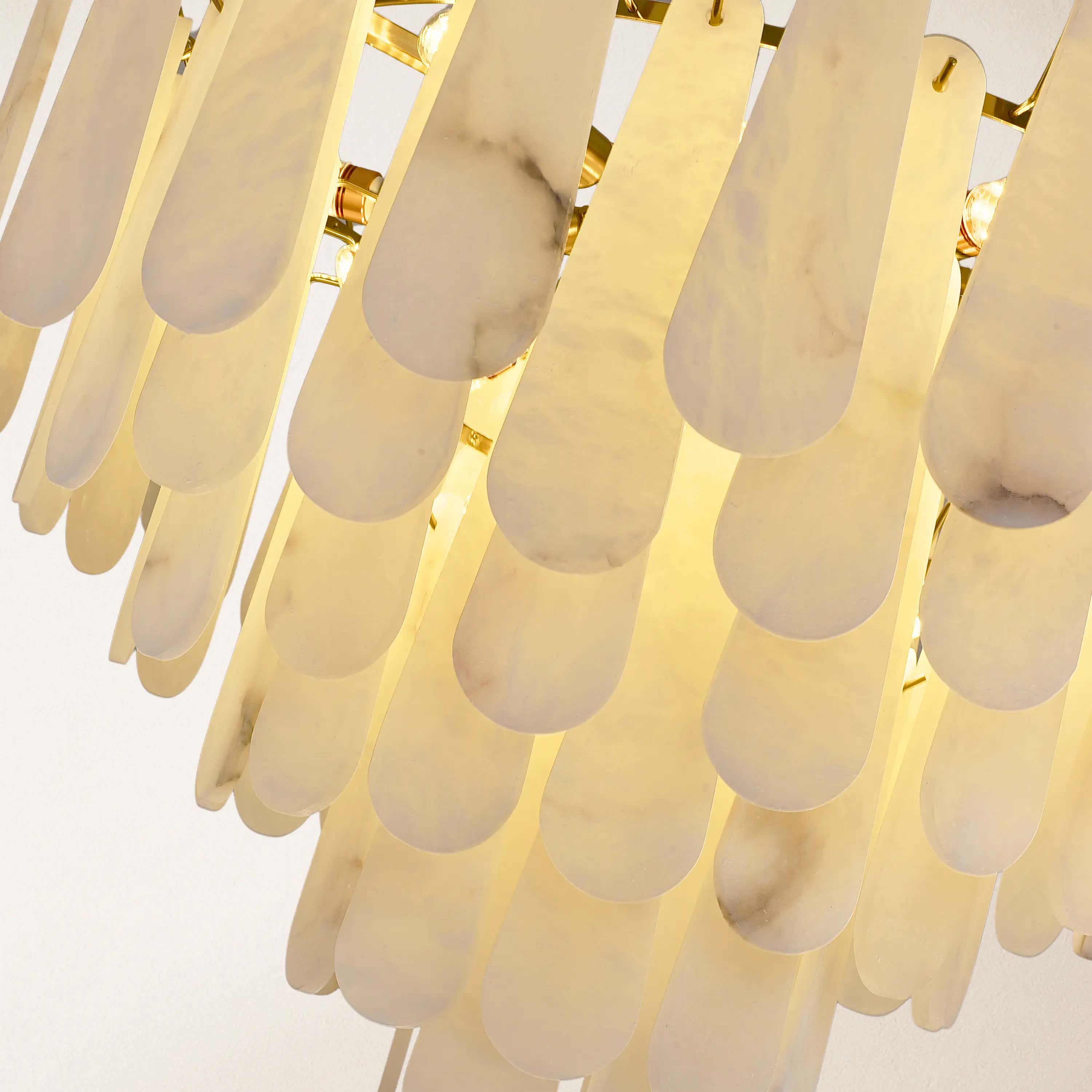 Caldera Alabaster Round Chandelier 32"#Finish_Gold